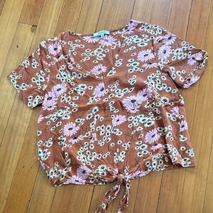 Madewell Drapy Tie Front Top (Small)